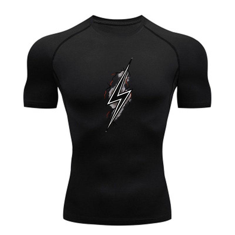 Men's Compression Fitness Sports T-Shirt, Lightning Graphic