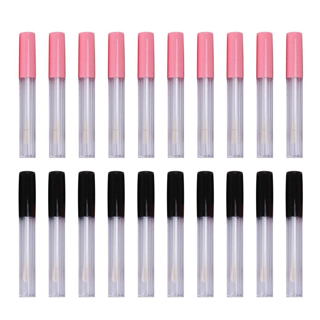 20pcs Empty Lip Gloss Tubes Containers Clear Mini Refillable Lip Balm Bottles with Wand Brush