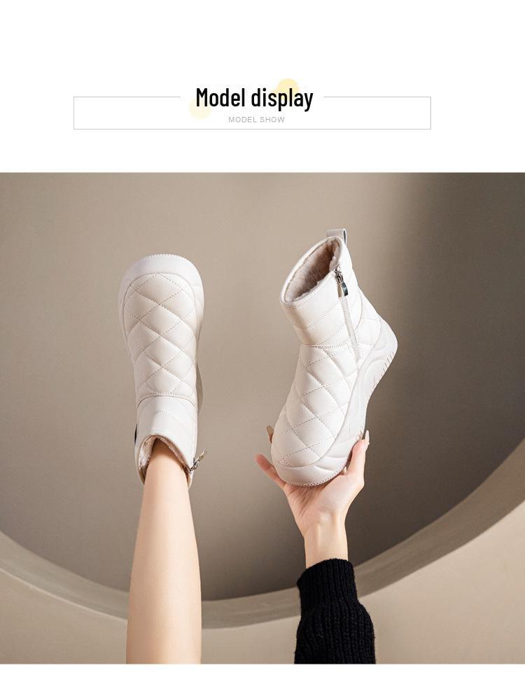 Damskor 2024 Vinter Sammet Tjocka Varma Snökängor - Kort Skaft, Stor Bomullsfyllning, Smal Passform.