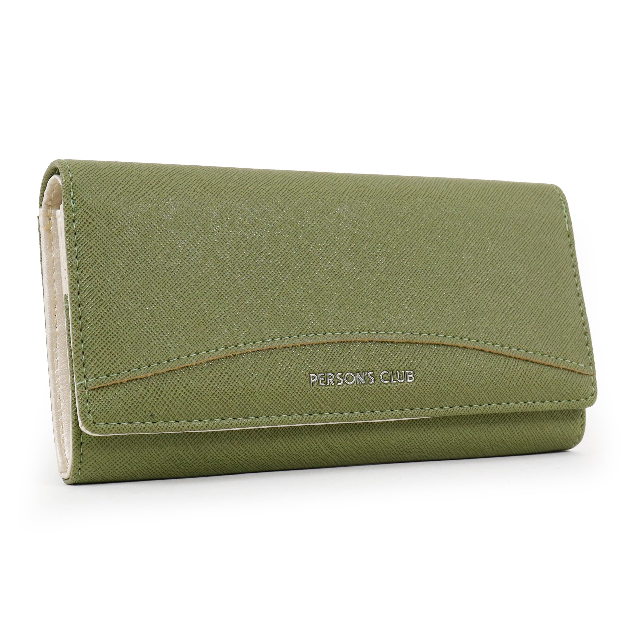 

Parsons Club Long Large Grained Pearl Look Women s Wallet, Capacity, Flap, Edges, Simple, White, High-Quality (Green) зелений
