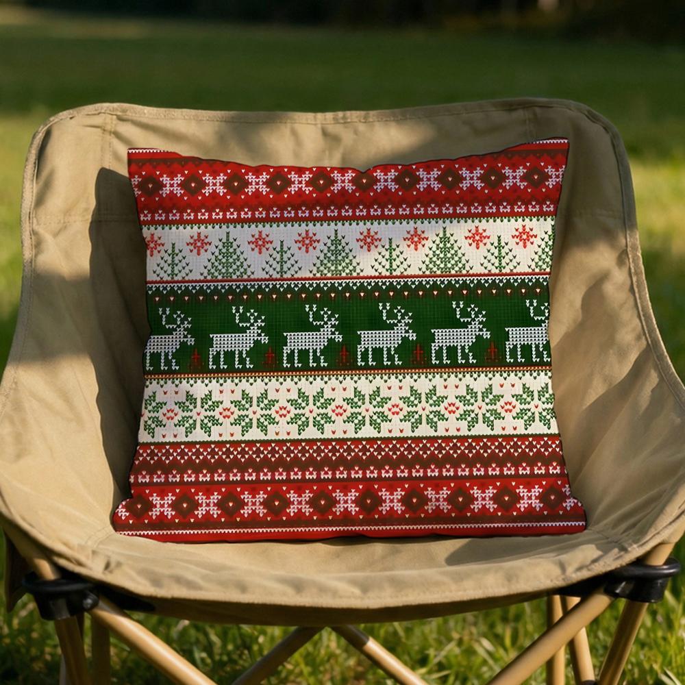 Christmas Plaid Cushion Cover Soft Reversible  Durable Pillow Cover  MultiScene Use for Home  Car Daily Comfort