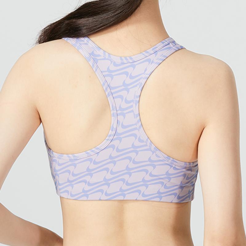 Nike As W Nk Df Swsh Ic Aop Gx Bra Letter Logo Pattern Printed Sports Bra Women Underwear Purple DQ5122-530
