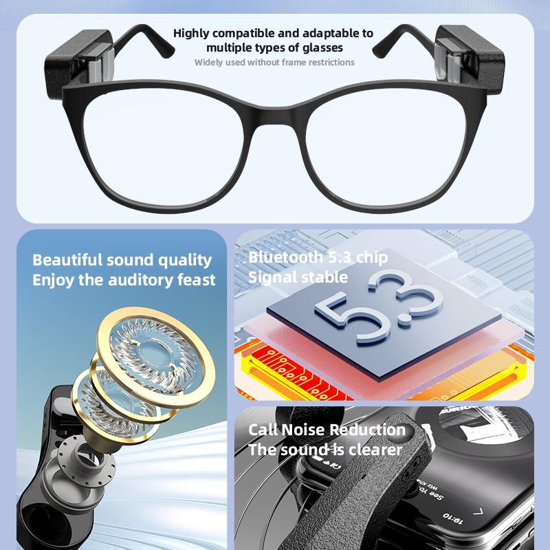 Wireless Headphones for External Glasses Headphones Bluetooth 5.3 Stereo Headset Noise Reduce Handsfree Call Touch Headset