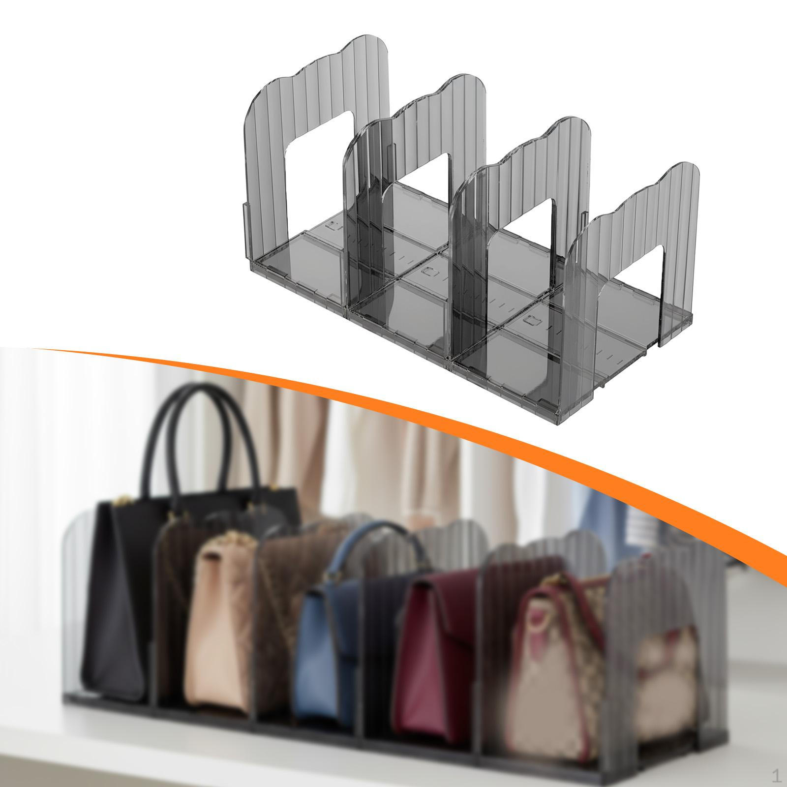 Bag Organizer for Wardrobe Shelves Compartments Handbags Wallets And Bags in The Study Clear Black 3 Grids 1200₽