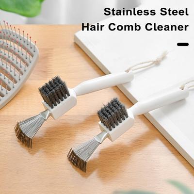 Detergente per pettini per capelli, impugnatura comoda in acciaio inossidabile, strumento per la pulizia del pettine liscio, ecologico e resistente alla ruggine
