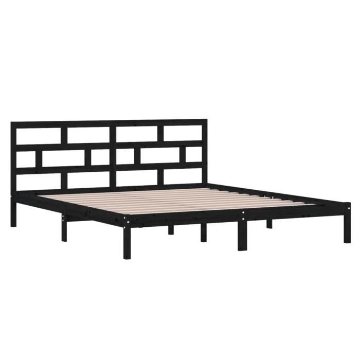 VidaXL Cadre de lit Noir Bois massif 135x190 cm Double 3101197