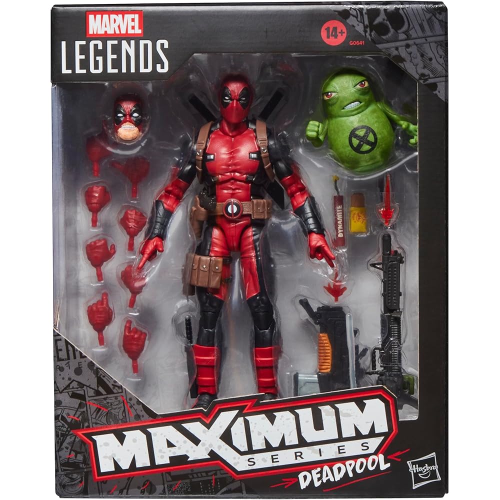 

Hasbro Marvel Legends Maximum Series Дедпул, Делюкс Колекційна Фігурка Дедпула з Коміксів 15 см з 24 Аксесуарами, включаючи Дупа з X-Force (G0641