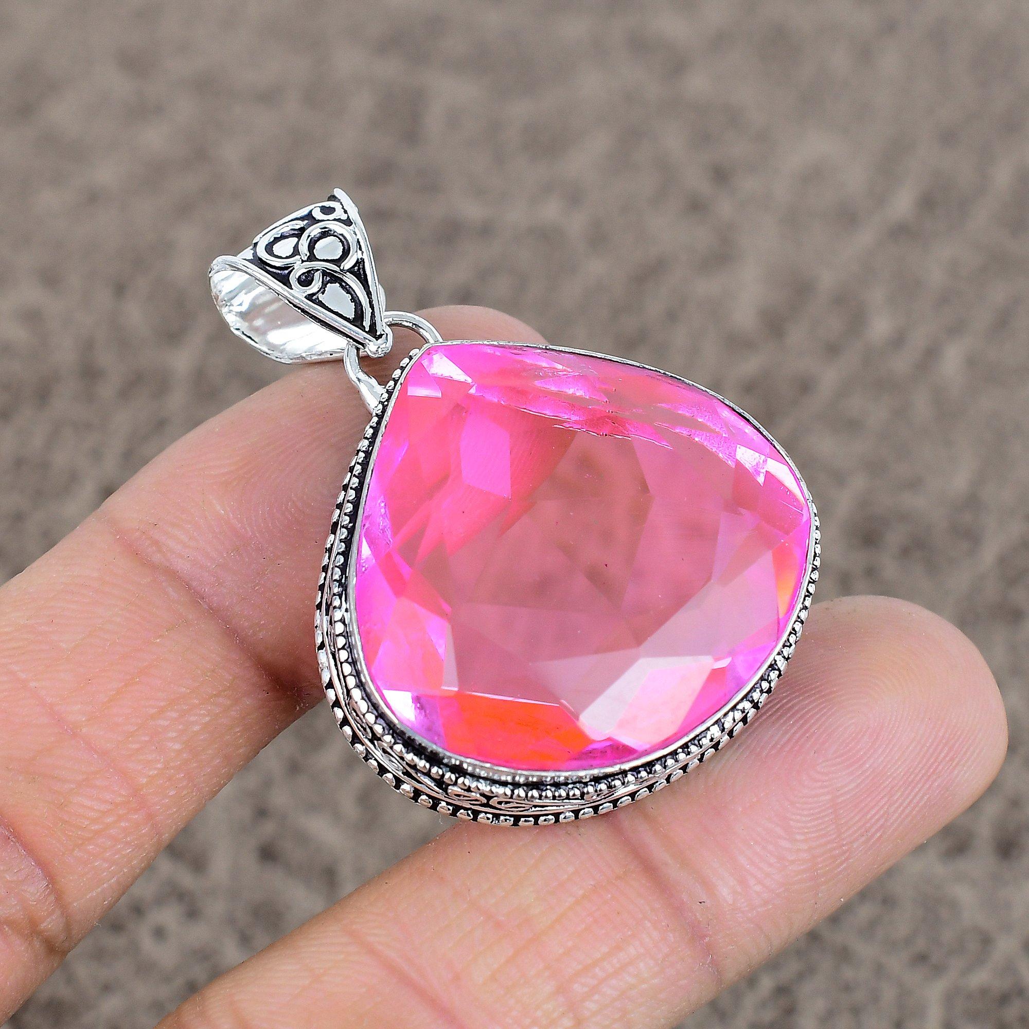 

Pink Rubillite Gemstone Handmade 925 Sterling Silver Jewelry Pendant 1.77 KKG-56