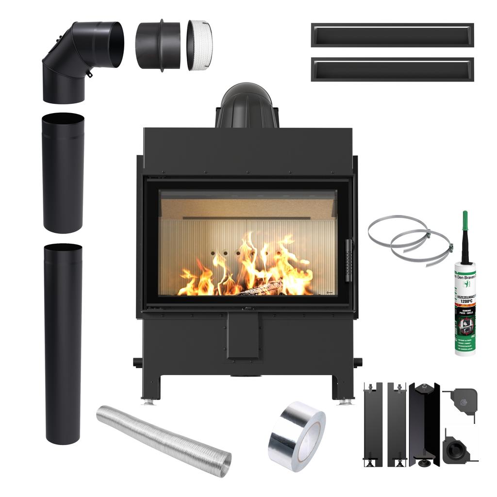 Fireplace KRATKI LUCY 14 kW Ø200 Ecodesign Set of Pipes Luft with Closing