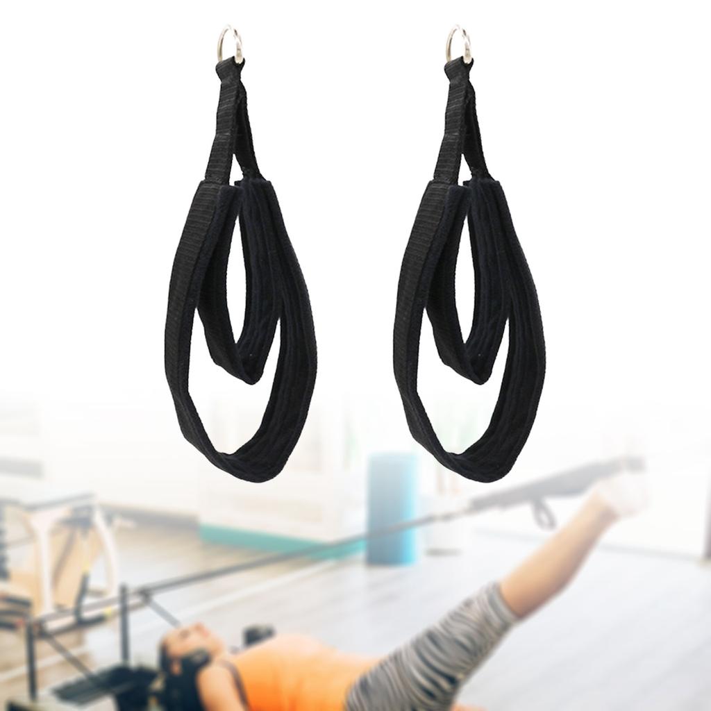 2Pcs Pilates Double Loop Straps D Rings Straps Yoga Exercise Equipment Home Gym Stretch Exercise Band Waist Back Leg Yoga Straps