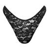 LittleForBig Men's T-Back Low-Waisted Briefs with Cute Ribbon Decorations and a Floral Mesh Design, Black, Size S
