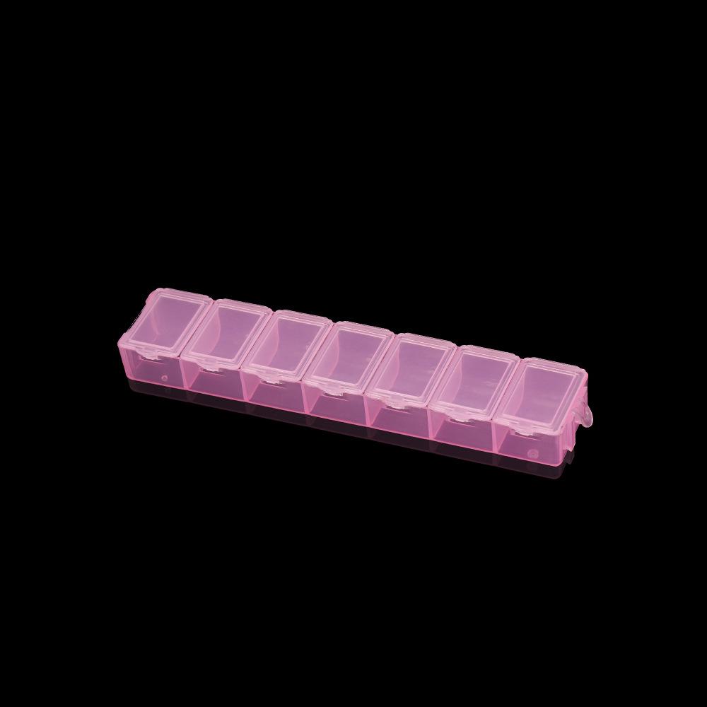 

Прозрачная коробка-органайзер для серег с 7 отделениями, откидная розовый