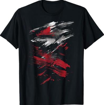 Red and Black Dynamic Splatter Graphic T-Shirt