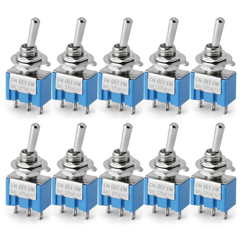 10PCS ON-OFF-ON / ON-ON Miniature Toggle Switches Mini MTS-102 103 202 203 Power Button Switch 3pin 6pin