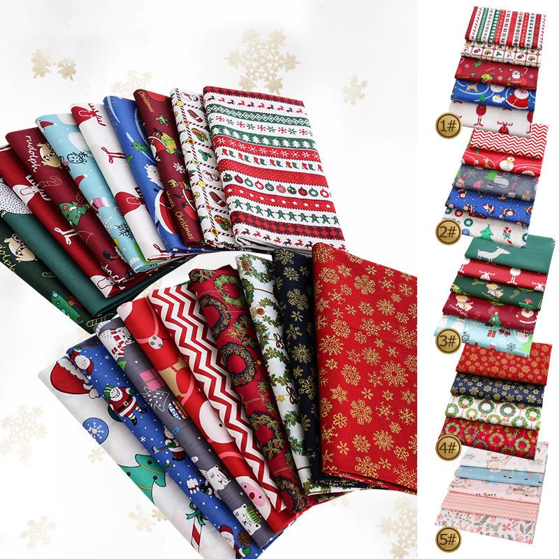 5pcs/Lot Sewing Quilting Fabrics 25x25cm Cotton Fabric Handmade Material Printed Cloth DIY Christmas Series Patchwork