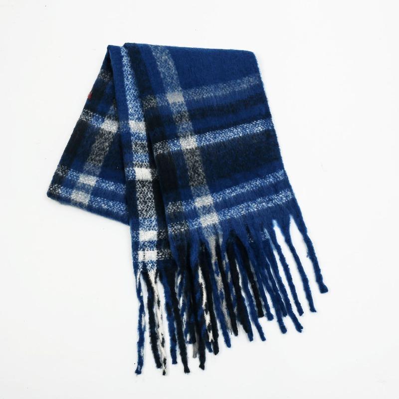 New Mohair Plaid Scarf Women's Autumn and Winter Thickened Warm Student Versatile Fringed Scarf Tide