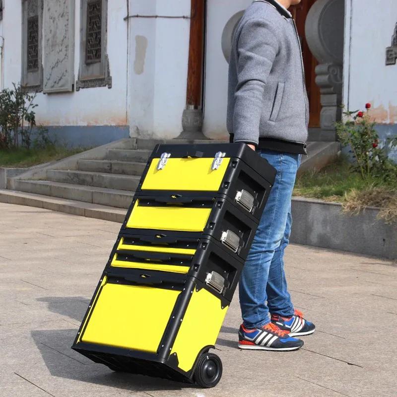 Car Maintenance Tool Storage Box Multifunctional Trolley Three-in-one Hardware Tool Box Wheeled Workshop Tool Trolley