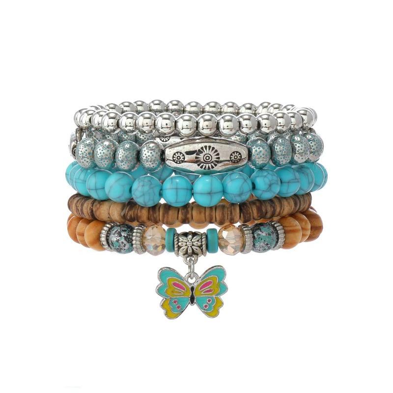 European, American Peace Tree Multi-piece Wooden Bead Beaded Bracelet Retro Simple Men's Personality Stacked Bracelet