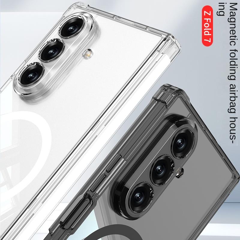 For Samsung Galaxy Z Fold 7 Case Soft Transparent Airbag Shockproof Magnetic Wireless Charging Protective Back Cover For Z Fold7