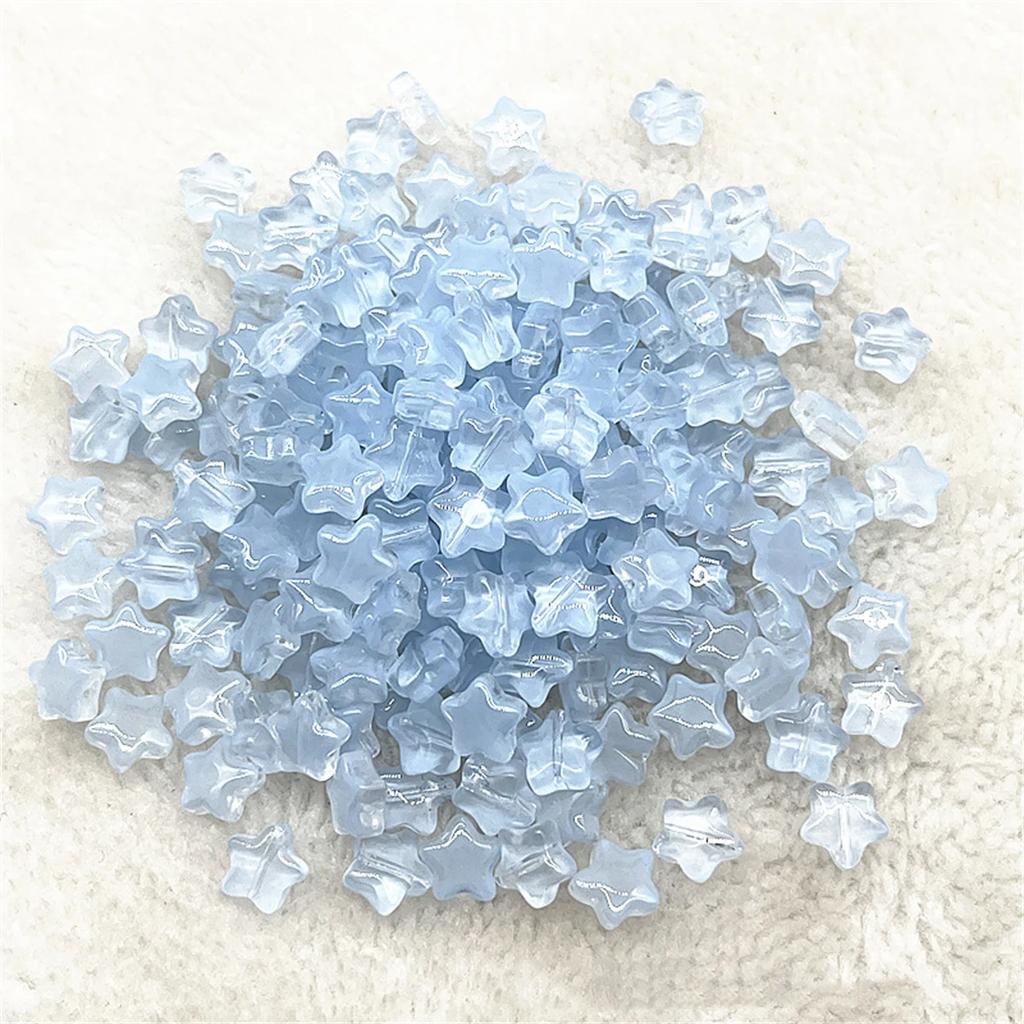 Colorful 30pcs 8mm Mini Polychrome Cute Gradient Five-pointed Star Glass Beads Loose Spacer Beads Jewelry Making DIY Handmade