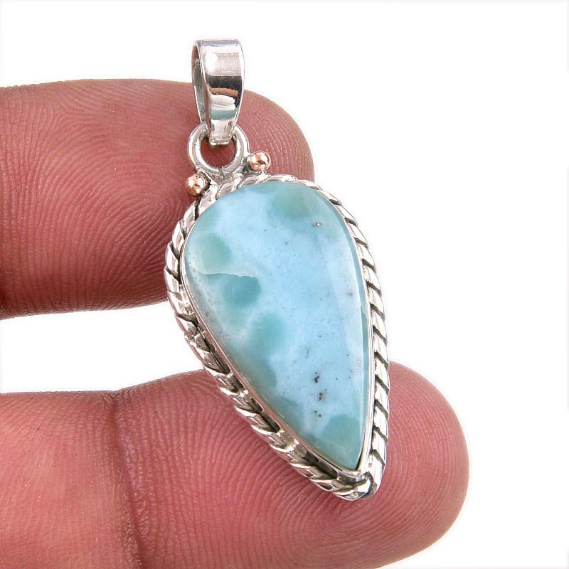 

Natural Republic Larimar Gemstone Handmade 925 Solid Silver Pendant 1.50 Q8f80