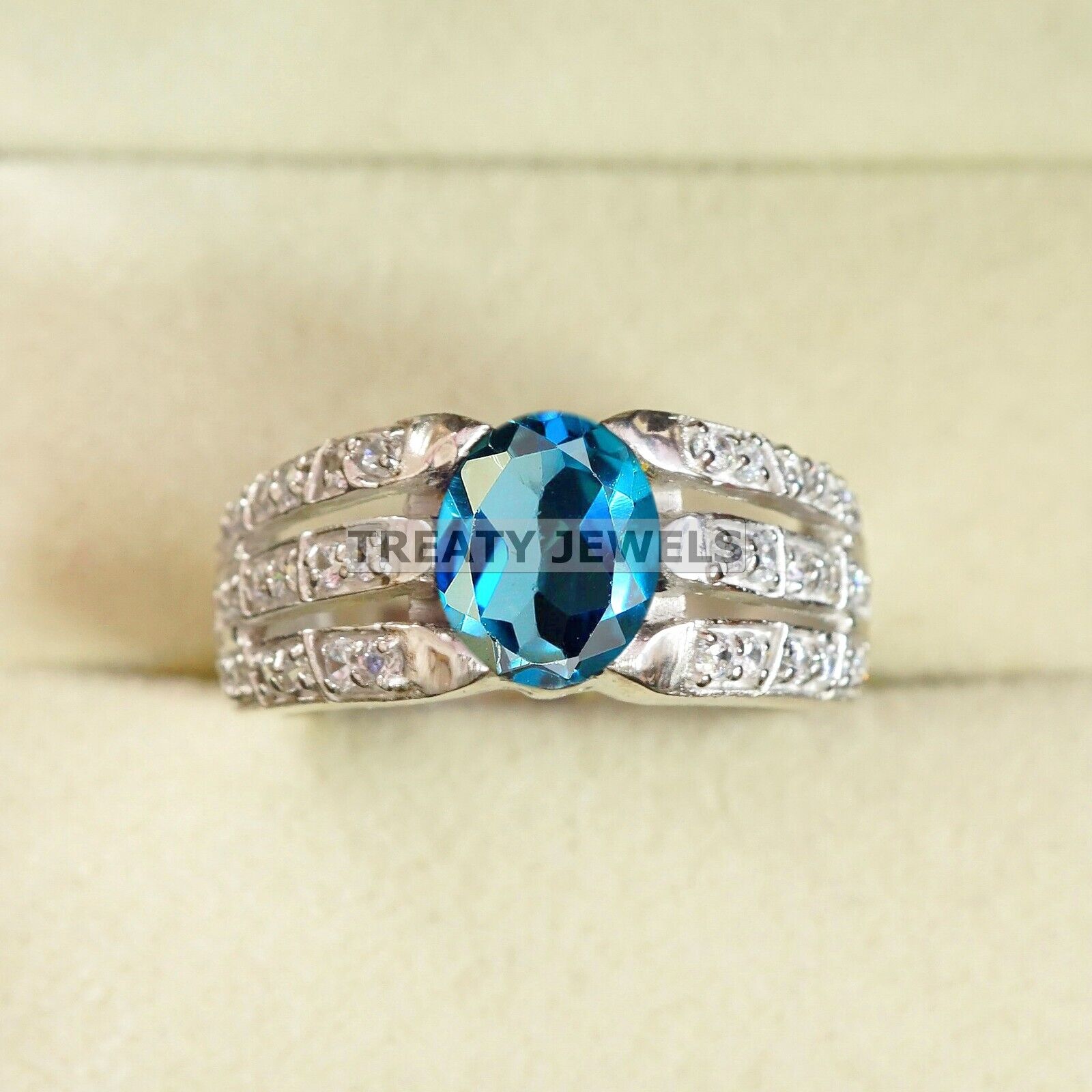 

London Blue Topaz Oval Gemstone With 925 Sterling Silver Ring For Men s #B219 JL375675954133 4-16 US срібний