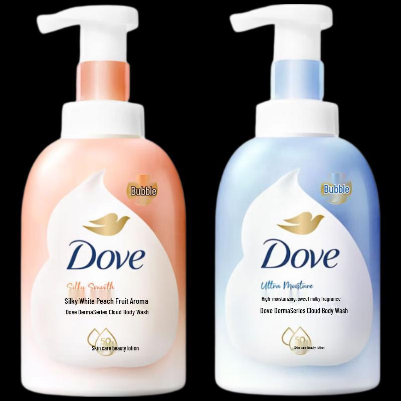 Dove White Peach Bath Foam & Deep Moisturizing Body Wash Set