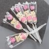 5Pcs Random Color Roses Soap Flowers Bouquet With Teddy Bear Romantic Wedding Favors Rose Soaps Flower For Valentine'S Gift