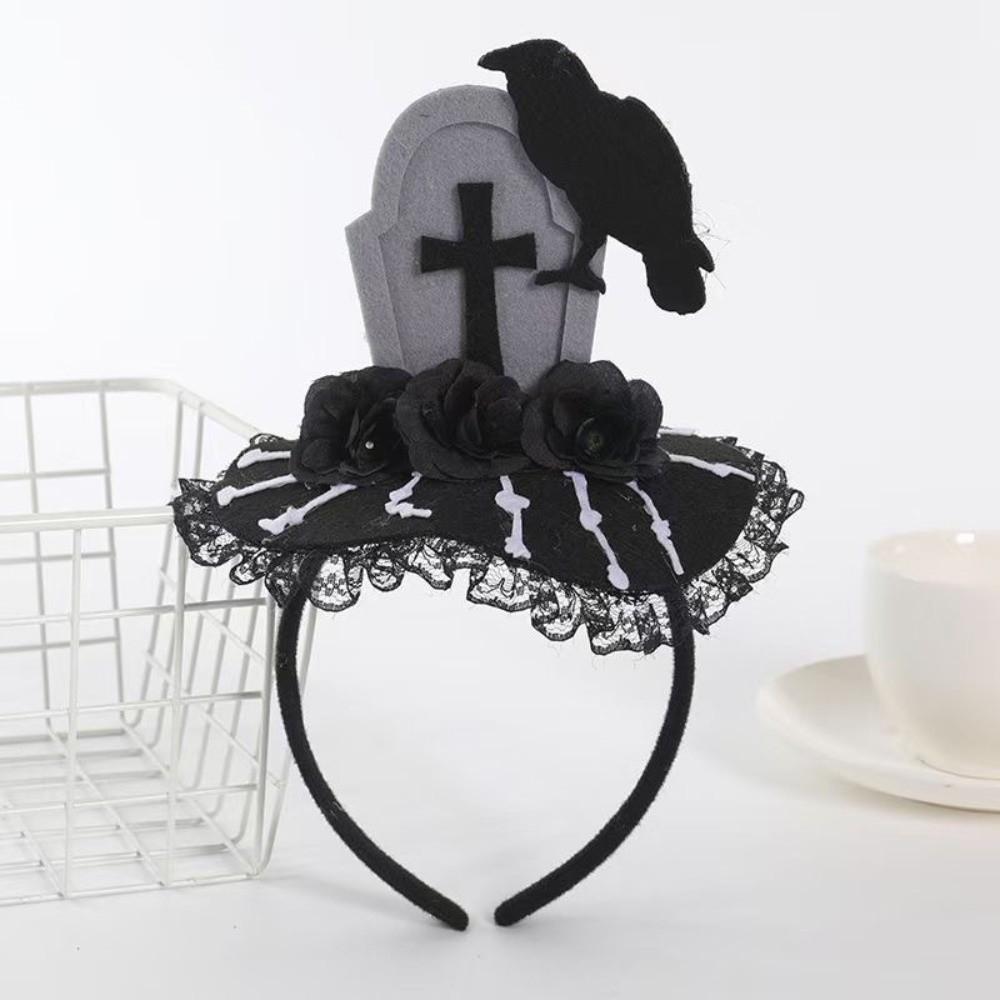 Lace Halloween Witch Hat Hair Hoop Cartoon Cone Hat Headband Halloween Party Hair Band  Photo Props