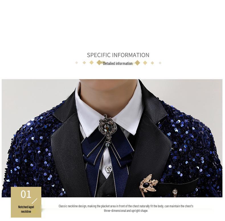 Smoching frumos pentru băieți: Set Costum cu Paiete pentru Spectacole și Podiumuri