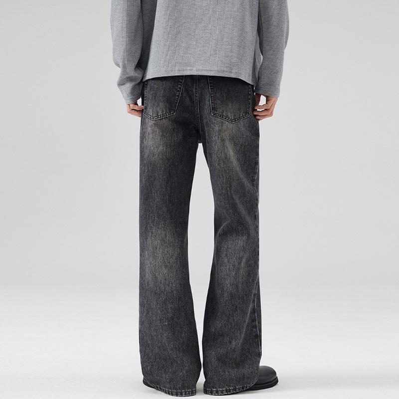 LKTM Unisex Vintage Washed Black Gray Slimming Micro Flare Jeans