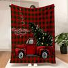Merry Christmas Blanket Soft Comfortable Warm Plush For Bed Sofa Travel Camping Flat Print Design For Gift Giving