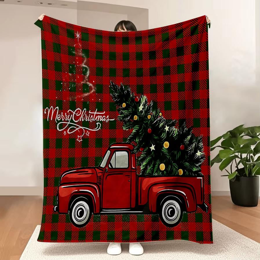 Merry Christmas Blanket Soft Comfortable Warm Plush For Bed Sofa Travel Camping Flat Print Design For Gift Giving