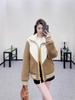 Early Spring Unisex Color Block Wool & Sheepskin Patchwork Jacket