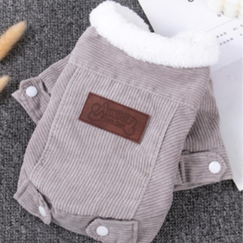Pet Dog Clothes Dog Jacket Fleece Lining Extra Warm Coat Cat Jacket Dog Denim Jacket Dog Coat Puff Winter Thickening Corduroy Clothes Teddy