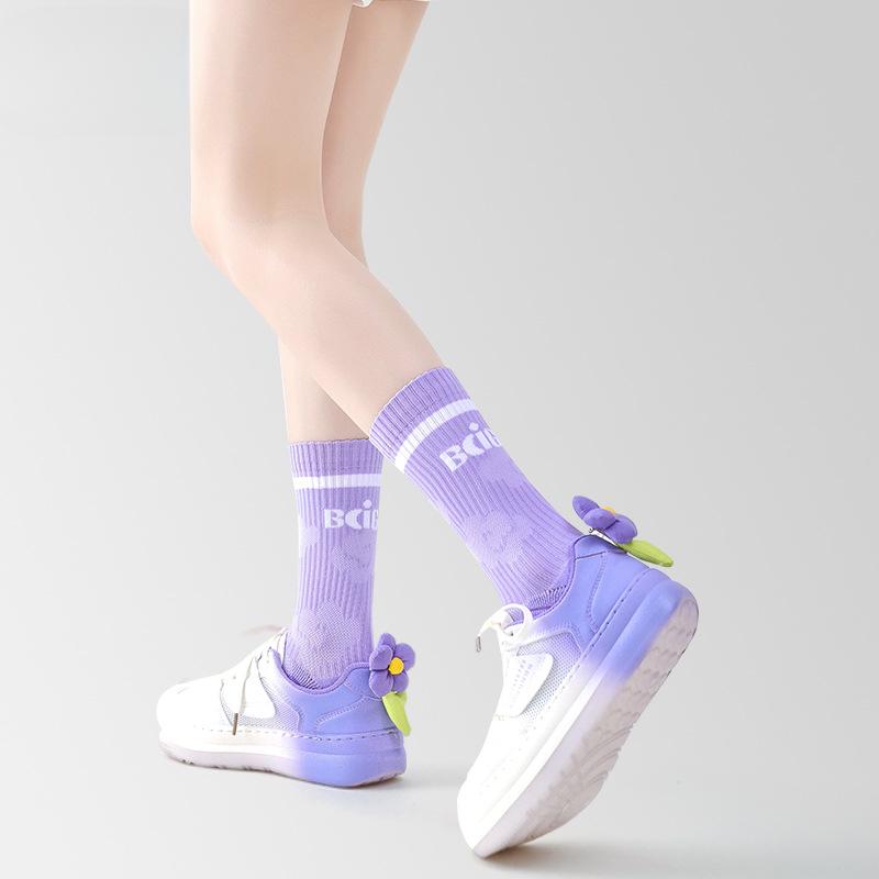 Female Spring and Autumn Thin Style Breathable Deodorizing Towel Bottom Running Socks