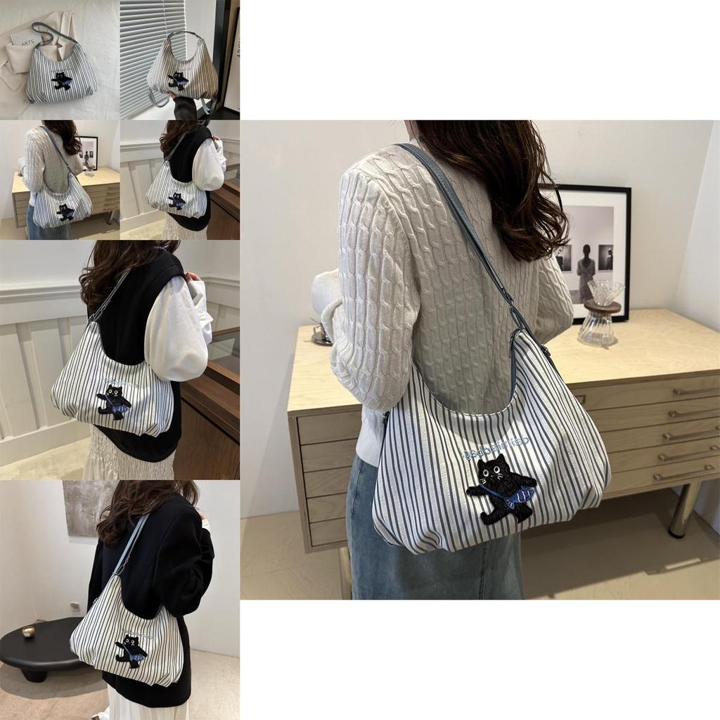 Stylish Large Capacity Blue Canvas Tote Bag For Women Perfect For Autumn Fashion