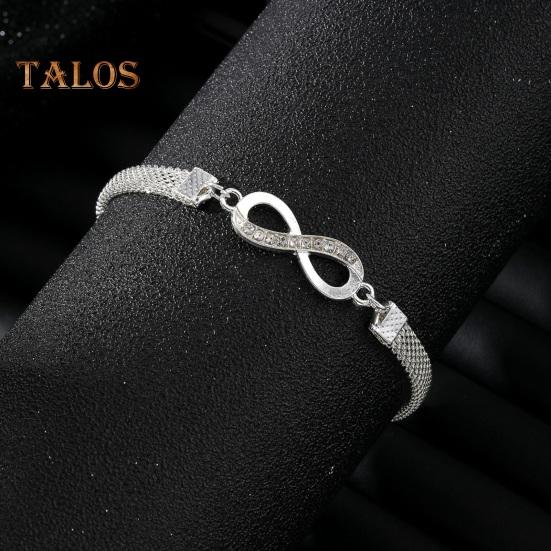 3 Pcs/Set Women Bracelets Rhinestone Decor Hollow Infinite Symbol Heart Adjustable Stackable Wrist Jewelry Lady Prom Party Wedding Bangle Set