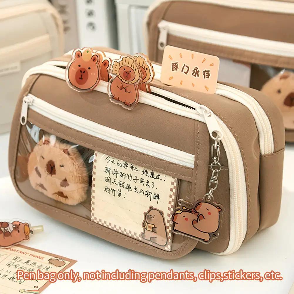 Transparentní pouzdro na tužky Kawaii Velkokapacitní vodotěsná krabička na pera pro dívky Kosmetická taštička Psací potřeby Kancelářské školní potřeby