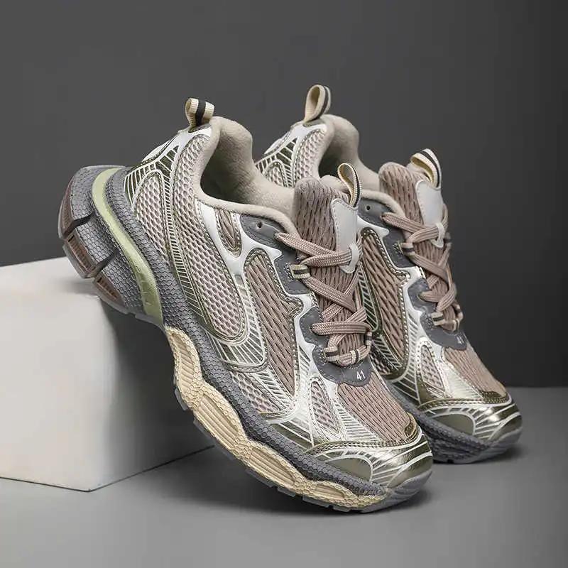 Fashion With Holes Chunky Fashionable Men's Footwear Mens Boots Size 45 Shoes High Sneakers Husband Sport Universal Brands High-end