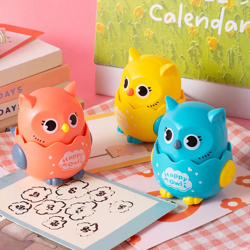 Simulation Animal Owl Clockwork Toy Children's Cartoon Winding Creative Press Owl Inertia Toy Small Baby Birthday Gifts