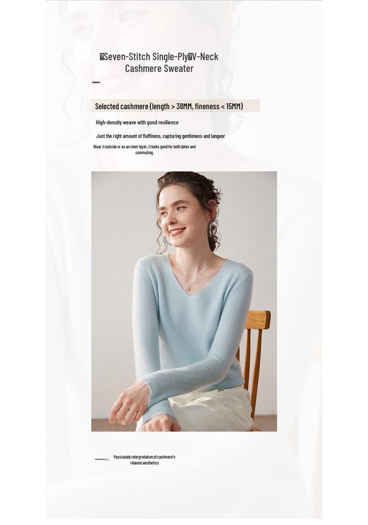Autumn/Winter Cashmere Knit Base Layer Shirt - Soft, Comfortable, Versatile, and Slimming Loose Fit.