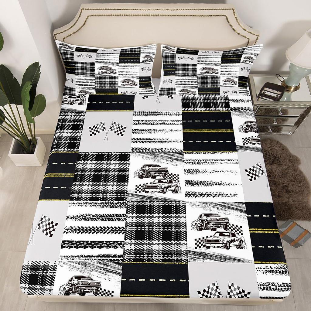 Mushroom Pattern Bed Hat Three-Piece Digital Printing Bed Hat Bedding Set Adult Children