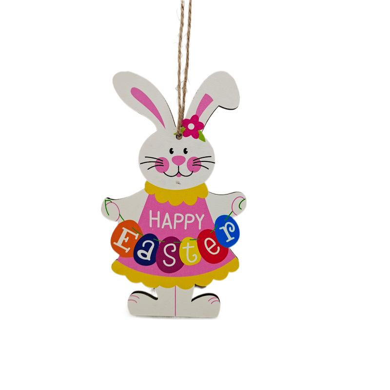 Cartoon Easter Ornaments Set Easter Decoration Bunny Rabbit Carrot Wood Pendant Craft Supplies Easter Decorations For Home