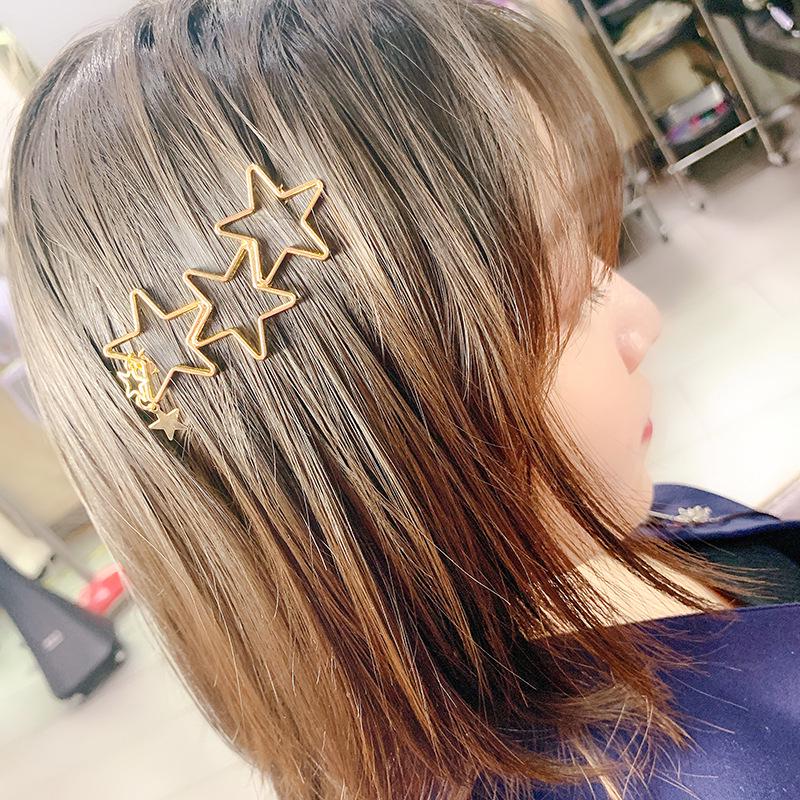 Korean Style Hair Clip: Geometric Star & Heart Design, Versatile Bangs Clip