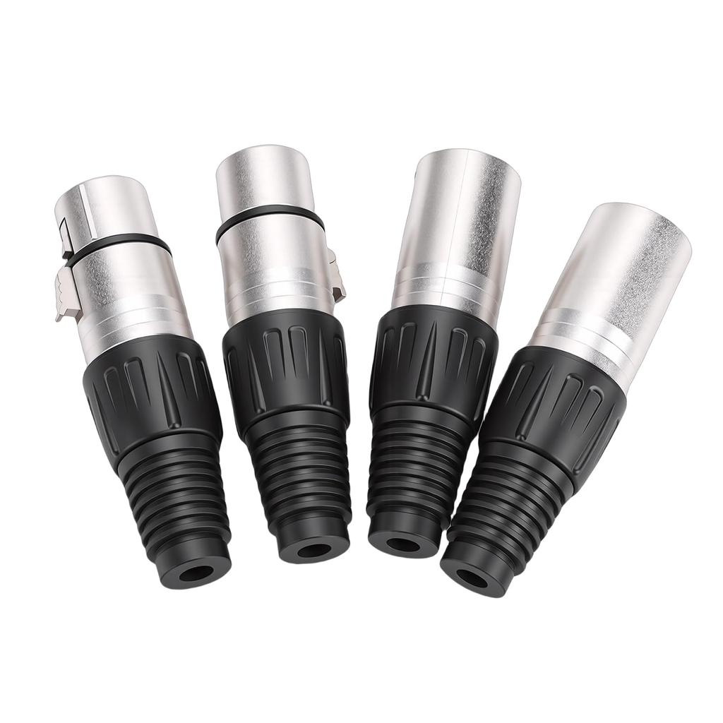 Akozon 20 Pieces 3-Pin XLR Solder Type Connectors Zinc Alloy Silver Microphone Sound Cable Plugs Ultra-Low Noise Suitable for Sound Setups