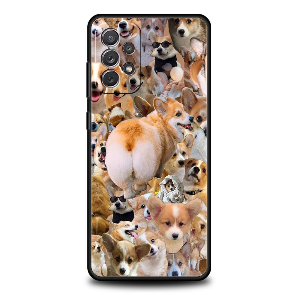 Cute Corgi Dog Phone Case for Samsung Galaxy A55 A35 A17 A07 A15 A13 A25 A51 A71 A72 A73 A32 A52 A52S A41 5G Soft TPU Shell Bags