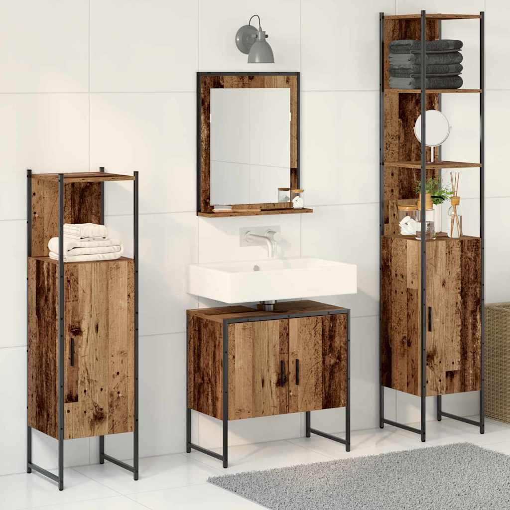 Bathroom Furniture Set with Storage 4 Pcs Brown 33 X 33 X 185.5 Cm