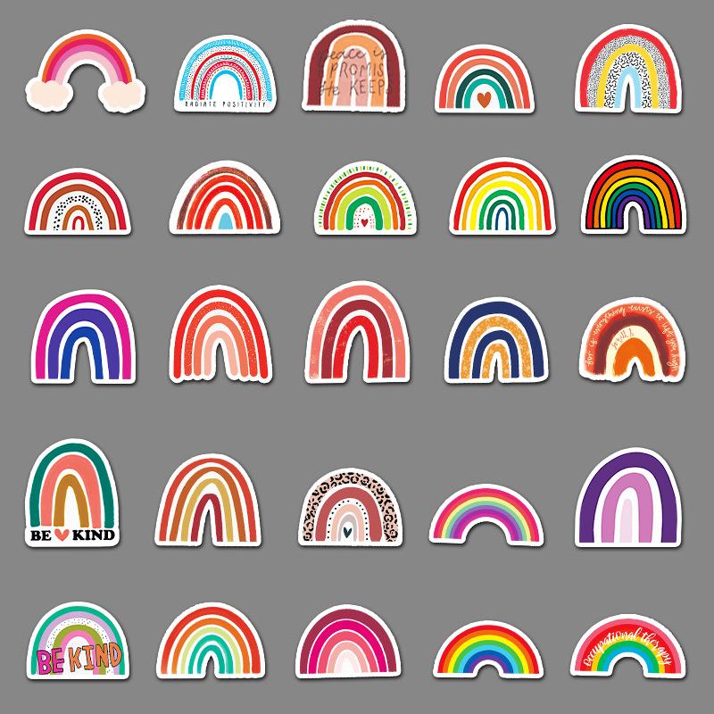 50 Cartoon Rainbow Bridge Personality Ins Style Small and Fresh DIY Suitcase Scooter Refrigerator Car Creative Stickers