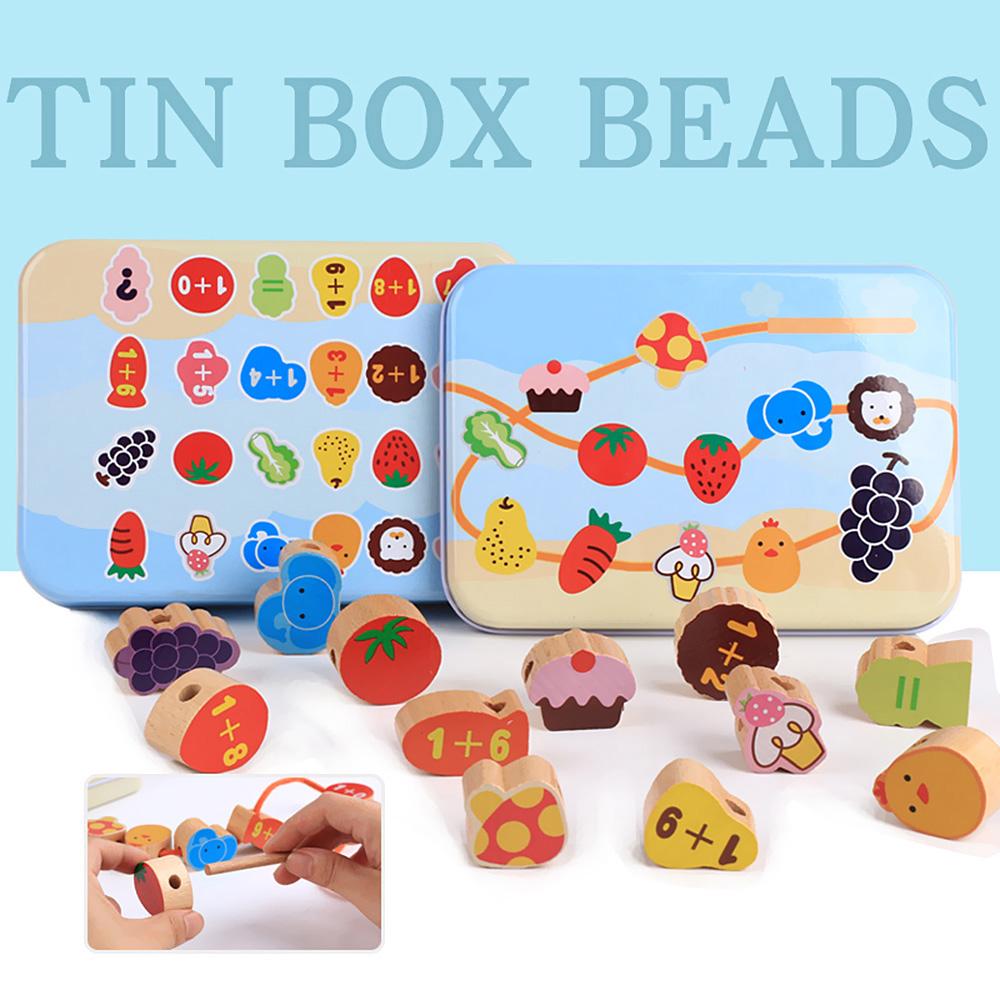 Buy Blocks Wood Toys Stringing For Kids Wooden With Storage Box at ...